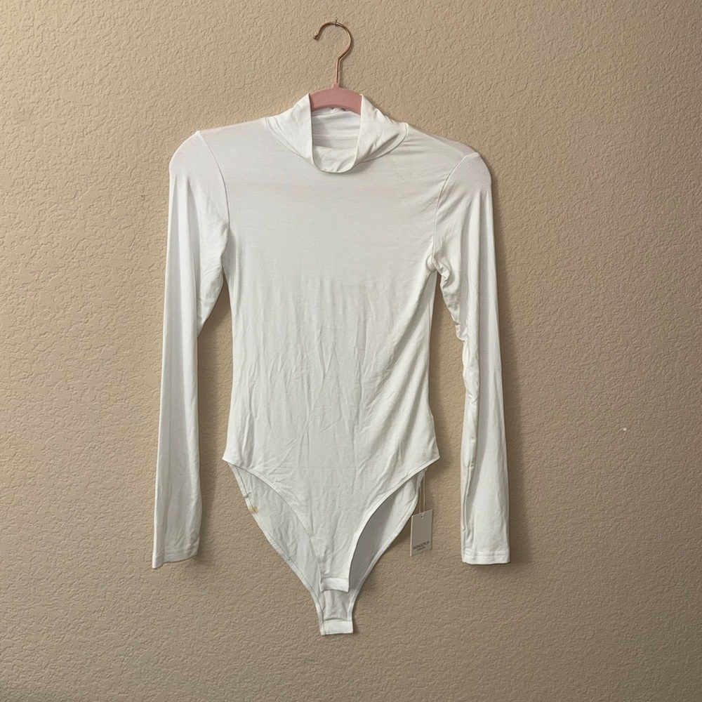 Cream Fitted Bodysuit with Long Sleeves